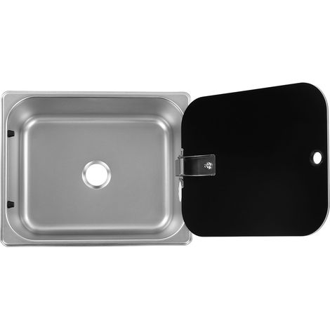 Évier de cuisine carré 300 x 240 x 150 mm en acier inoxydable, lave-mains à une cuve, bonde de 40 mm avec couvercle en verre trempé pour camping-car, fourgon aménagé et yacht (1/5)