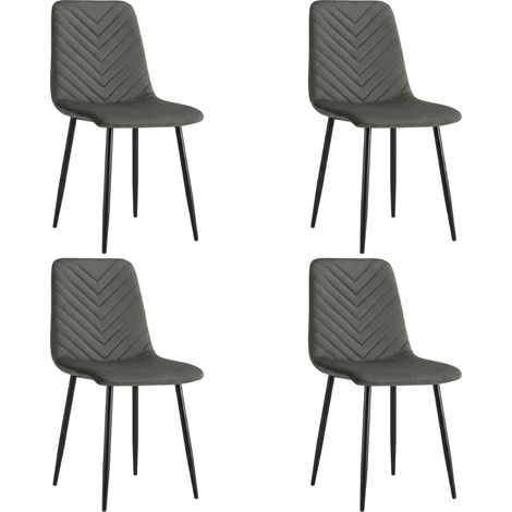 Set 4 Sedie Imbottite Ergonomiche Velluto 45x52x85 cm Pranzo Grigio