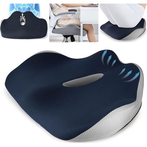 Coussin Chaise, Coussin de Siège, Coussin pour Chaise de Bureau, Mousse à Mémoire de Forme, Coussin Voiture Conducteur, Housse Lavable, Façonnage des Hanches, Coussin de Siège Relief du Coccyx (1/5)