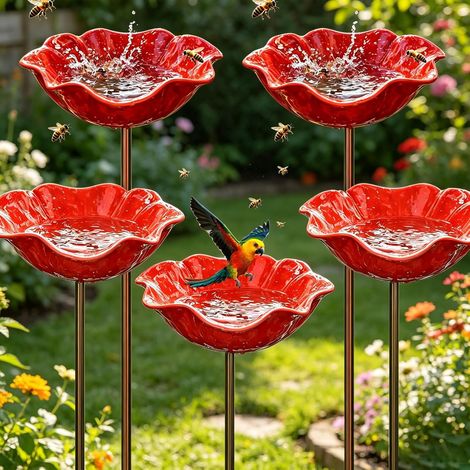 Bain D’Oiseaux,5 Pièces Abreuvoir Oiseaux Exterieur sur Pied,Mangeoires pour Oiseaux,Bain pour Oiseaux,Bassin pour Oiseaux,pour Insectes et Papillons,Décoration Jardin Terrasse (1/5)