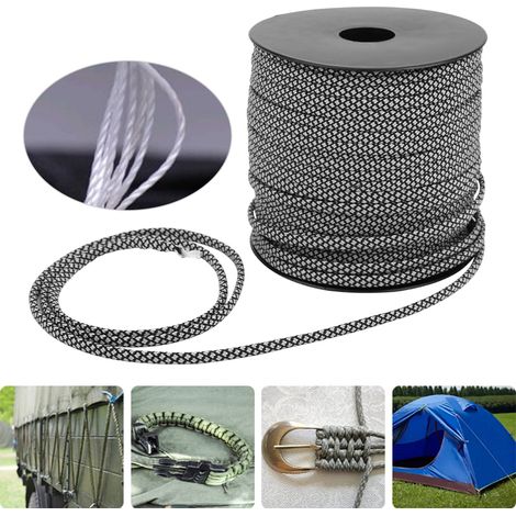 Corde en paracord 4mm 7 brins 50 mètres pour randonnée, camping et artisanat (Noir Argenté) (1/5)