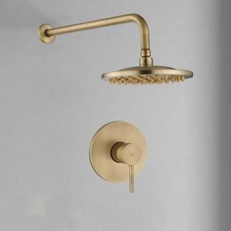 JinYuZe Brass Shower Head, Rainfall Waterfall Shower Head, 20cm Wall Mounted Concealed Rain Shower System, Antique Brass MUMU (1/4)
