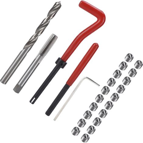 M8x1,25mm Gewindereparaturset, Wendeschneidplatten, Bohrer, Innensechskantschlüssel, Gewindeschneid- und Bohrwerkzeug, komplettes Set. (1/5)
