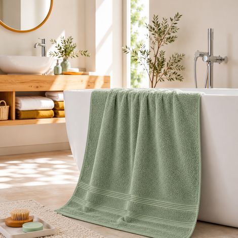 Drap de Douche Spa 70 x 140 cm 100% Coton 400 gr/m² - Romarin (1/5)