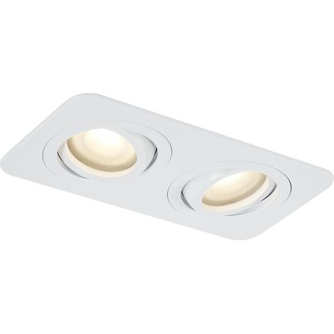 QAZQA Moderno Foco empotrable redondo blanco GU10 50mm giratorio e inclinable IP44 2-luces - Alberto Aluminio /Vidrio Rectangular Adecuado para LED Max. 1 x 10 Watt