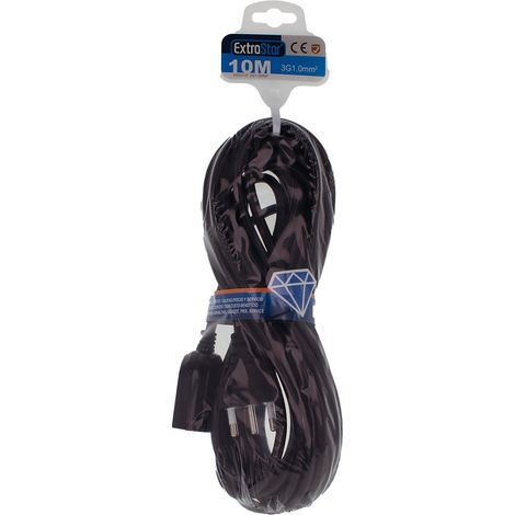Prolunga Lineare Colore Nero 10M 3X1.0mm Spina Italiana 16A Presa Bipasso 10/16A Max 3500W (1/2)