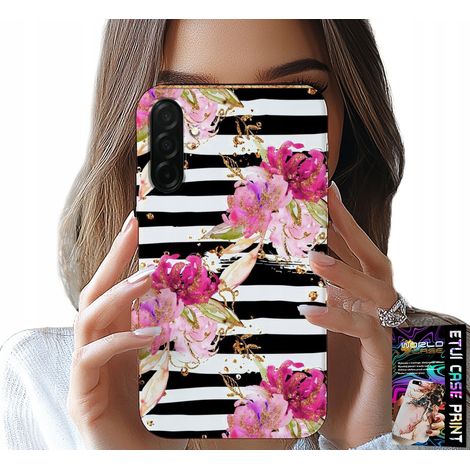 Hülle für Samsung Galaxy A36 5G – Blumenmuster, schwarz-weiße Streifen (1/5)