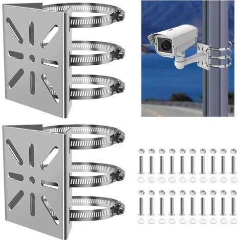 2 Pièces Support Camera Exterieur Support d'angle Camera Exterieur Support Angle Camera Exterieur Support Camera Support Caméra Surveillance Fourni avec 20 Jeux de vis d'Écrous masthalterung T 016 (1/5)