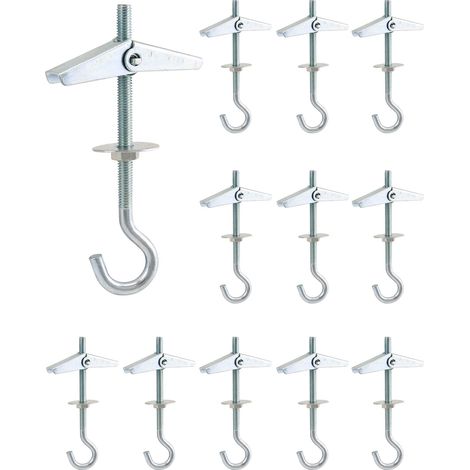 12 ganchos de techo de acero al carbono, M5 x 90 mm, para colgar plantas en techos de yeso.