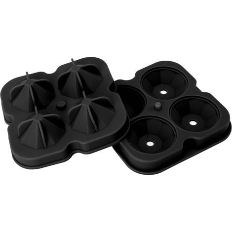 Moule à glaçons silicone en forme de diamant 4 trous, noir, pour glaçons, gâteaux, chocolat et bonbons DIY. (1/5)