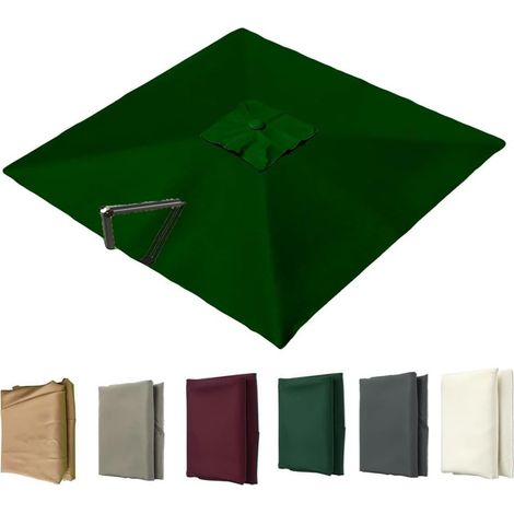 Auvent De Remplacement pour Parasol Déporté Carré, Toile De Rechange pour Parasol De Jardin Extérieur, Housse De Rechange 8 Baleines Protection UV(Green,2.5x2.5m (8.2x8.2ft))