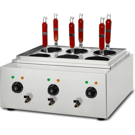 VERTES Gastro Nudelkocher Edelstahl 3x1700W 3x6 Liter 6 Körbe
