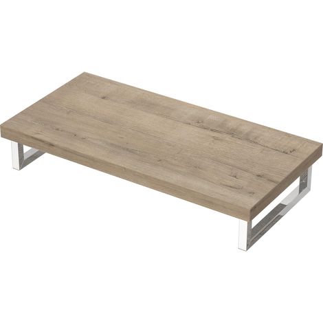 Mai & Mai Meuble sous Vasque Chêne Blanc Clair Bois 50x100cm Plan de Travail pour Salle de Bain avec Équerres en Acier Inoxydable PL004 (1/4)