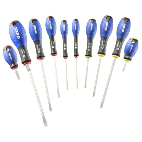 Jeu de 10 tournevis plat et Phillips® – Empreinte Phillips® – Longueur 75 à 150mm – Pour vis à fente et écrou – Britool