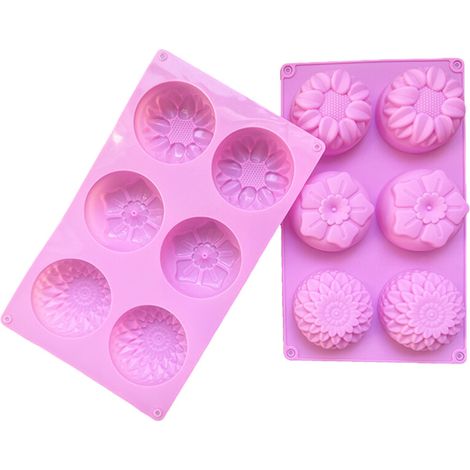 Stampi per dessert in silicone, 6 diverse forme di fiori, -2
