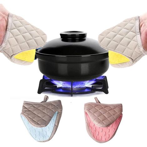 royaluxe - Lot de 2 Maniques Mini en Silicone – Antidérapantes, Résistantes à la Chaleur, Pratiques pour Four et Micro-ondes (Bleu/Rose) (1/5)