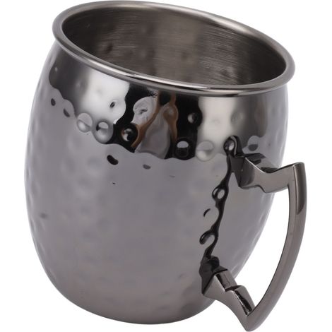 Moscow Mule Becher, 600 ml Fassungsvermögen, Edelstahl, Bier- und Cocktailbecher, Trinkglas für die Hausbar, Schwarz mit weißen Punkten (1/5)