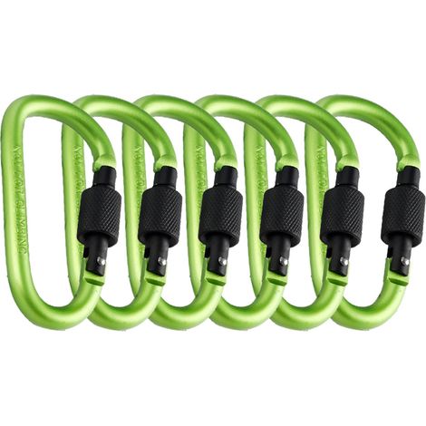 Mousqueton - Alliage D'aluminium - 80 mm - Verrouillage Automatique - Pour Randonnée Camping Voyage Extérieur - 6 Pièces (1/5)