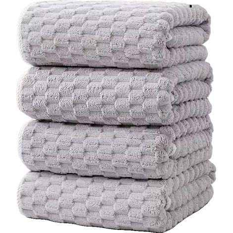Toallas de baño, ultrasuaves y cómodas, altamente absorbentes, 4 unidades, color gris, 70x140cm-b (1/2)