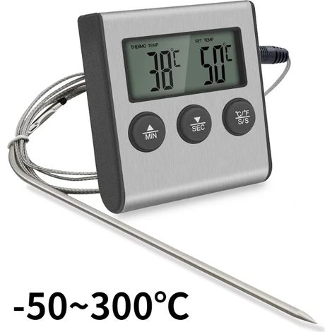 Thermomètre de cuisine sans fil TP700 avec télécommande numérique, sonde pour four, barbecue et grill, minuterie pour viande, réglage manuel de la température-AquaForge (1/5)