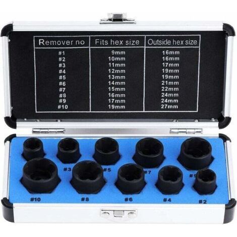 Jeux De Douilles, Extracteur D'Écrous, Douille Pour Extracteur De Boulon Endommagés 9-19Mm (10Pcs)