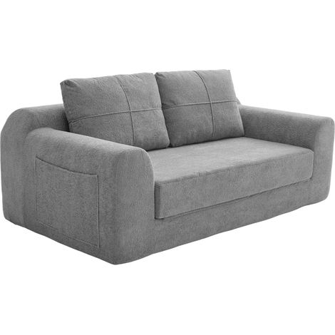 Canapé-lit pliant transformable 2-en-1 en velours gris foncé, 179x95x79 cm (1/5)