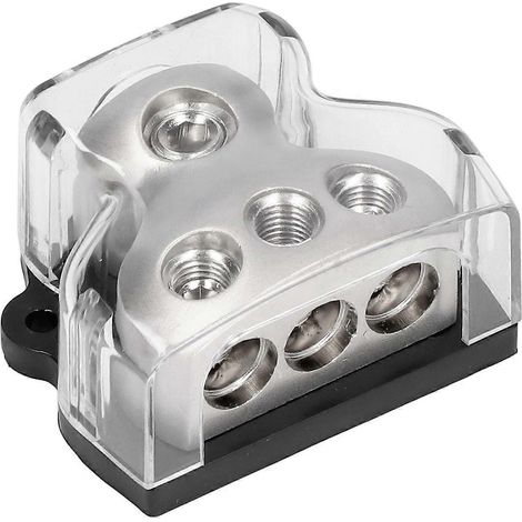 Bloc de distribution d'alimentation à 3 voies avec porte-fusible audio et bloc de connexion pour voitures, base noire (1/4)