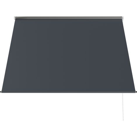 Manuell einziehbare Markise, verstellbare Neigung, 150 x 120 cm, UV-Schutz, Aluminium und Polyester, dunkelgrau