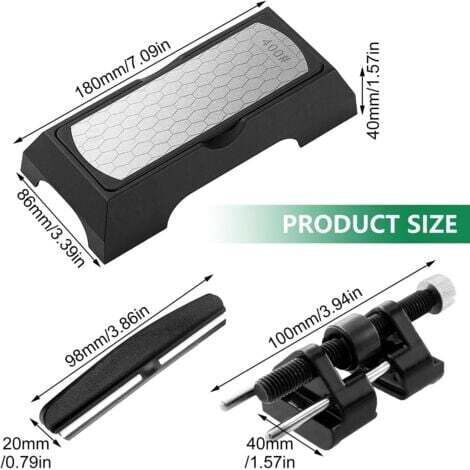 NALOOKAMIC Pierre a Aiguiser Diamant, à Angle Réglable Guide D'affutage et Guide Affutage Couteau, Double Face Grain 400/1000, aux Tailles de Couteaux (36-80 mm)