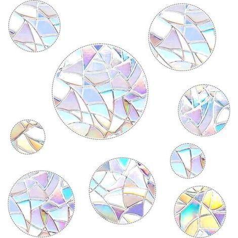 Lot de 52 autocollants pour fenêtre Prism - Anti-collision - Protection contre les oiseaux - Arc-en-ciel - En forme de cercle - Attrape-soleil - Décoration pour arrêter les oiseaux - Fenêtre de porte (1/4)
