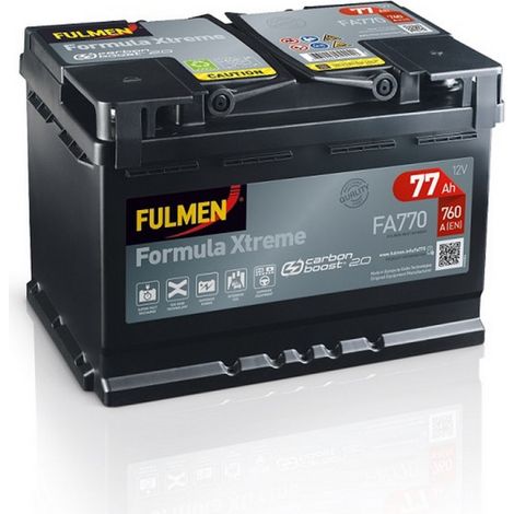Batterie de voiture 12V 77Ah 760A – FA770 – Plomb Calcium sans entretien – Pour démarrage auto et bateaux – Fulmen
