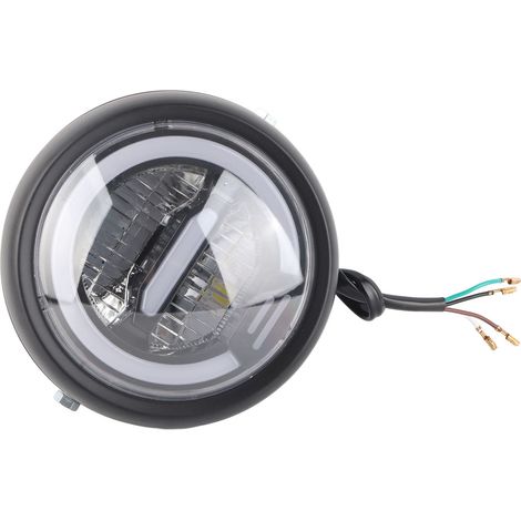 Phare LED Avant Moto 6,5 pouces Vintage Feu Ambre Blanc Modifiable Universel 12-24V (1/5)