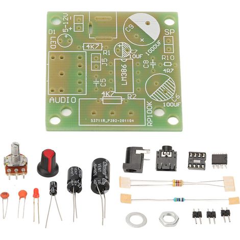 Jeffergarden Kit d'amplificateur Audio LM386, Super Mini carte de Module électronique intelligente à monter soi-même FR4-A PCB 3-12V (1/5)