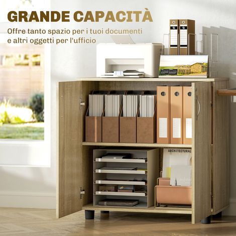 Armoire de Bureau Verrouillable 2 Étages Meuble de Rangement Chêne 80x80x40cm Panneaux de Particules Mélamine 20kg pour Documents Domicile Bureau (1/5)
