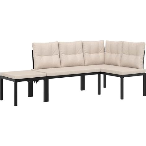Maison Exclusive - Gartenbank-Set 3-tlg. Schwarz Pulverbeschichte