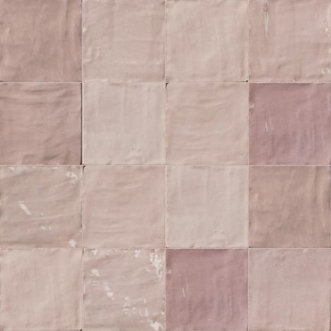 Carrelage effet Zellige Rose 10x10x0,85 cm Brillant Orisel - Mur intérieur (vendu par carton de 0,6 m²) - RO'MA CARRELAGE