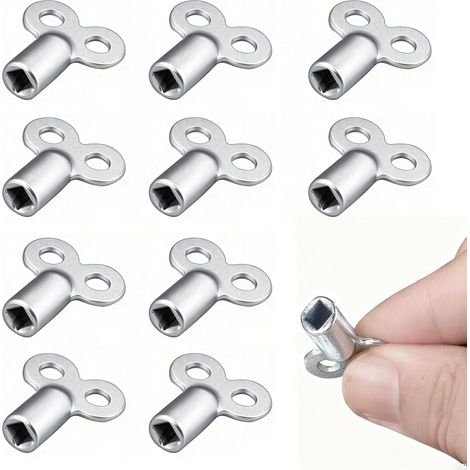 10 Pièces Clés de Purge pour Radiateur, Universelle Clés de Purge Clés Carrées Cle Chauffage Central et Accessoires compatibles avec Tous Types de Chauffages pour de Nombreux Radiateurs Argent