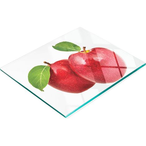 Tabla de cortar de cristal para cocina con estampado de manzana roja, 60x52 cm. (1/5)
