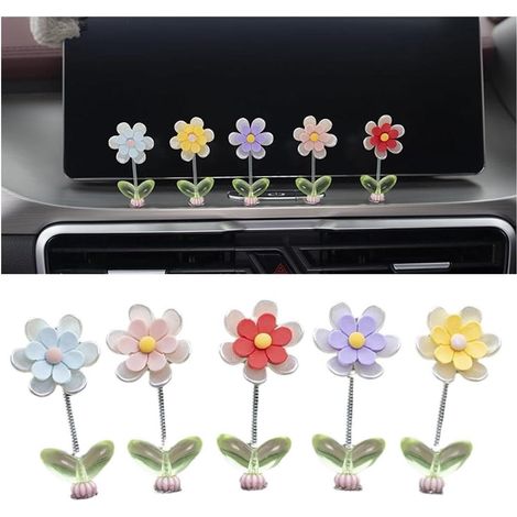 Florale Armaturenbrettdekorationen – Wellenförmige Gänseblümchen – Florale Mittelkonsolendekorationen – Autoinnenausstattung