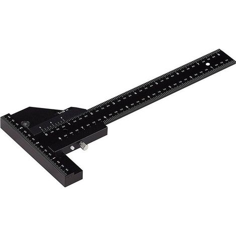 Règle de Traçage Multifonctionnelle pour le Travail du Bois, Règle en forme de T en aluminium, Outil de mesure de 0-280mm (1/4)