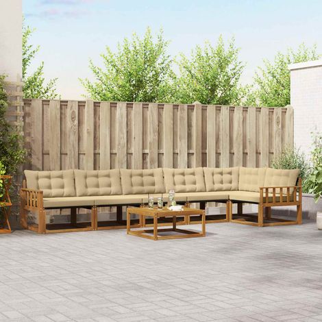 Outdoor-Sofagarnitur mit Kissen 7 pcs Natur und Beige