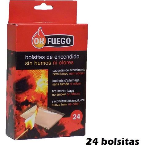 Ok Fire Box 24 Sacs d'allumage sans fume ou odeurs pour les chemines, les barbecues, les poђles, etc.