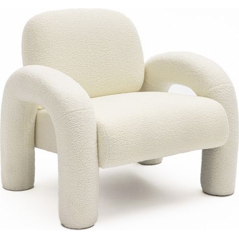 Fauteuil en tissu bouclette - Blanc - MIO