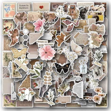 Sticker Vintage - 120 Pièces En Vinyle Étanche - Pour Carnets, Ordinateurs Portables, Guitares, Valises Et Skateboards (1/5)