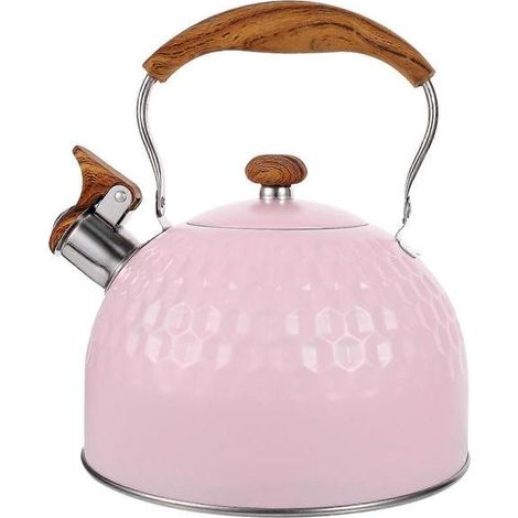 Bouilloire en acier inoxydable avec sifflet, carafe métallique sonore, bouilloire de cuisine pratique pour préparer l'eau chaude (1/4)