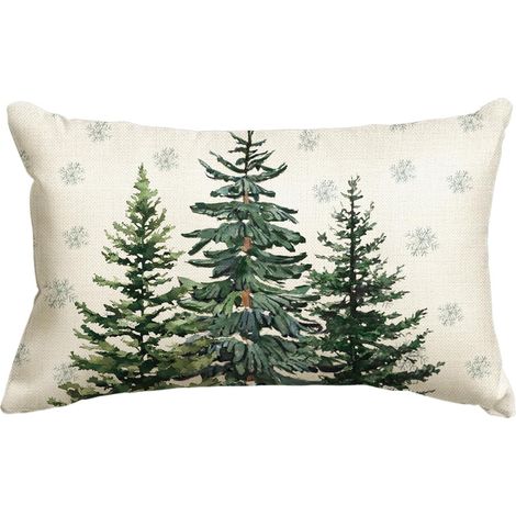 Housse de coussin motif sapin de Noël et flocons de neige, 30 x 50 cm, boîte à coussins pour canapé, idéale pour les fêtes d'hiver.