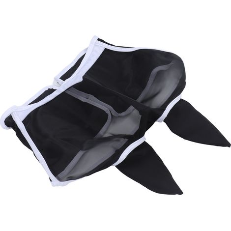 Masque anti-mouches pour chevaux, respirant, confortable, doux, en maille fine, avec oreilles, noir (1/5)