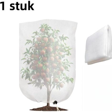 Housse en filet épais anti insectes et anti oiseaux pour légumes et arbres fruitiers en serre avec 60 mailles cordon de serrage et fermeture éclair dimensions 240 x 240 cm couleur blanche 1 pièce (1/5)