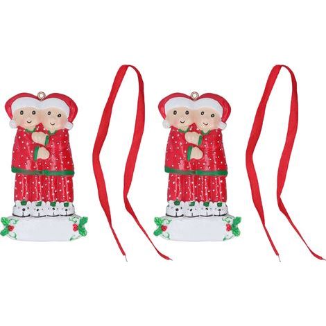 Lot de 2 ornements de Noël en résine sculptée, peints à la main, pour suspension décorative à la maison, 22 W252 (1/5)