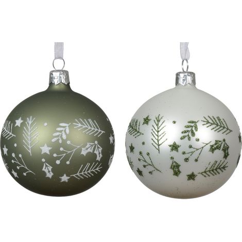 Pallina decorativa opaca con borde natural 8 cm